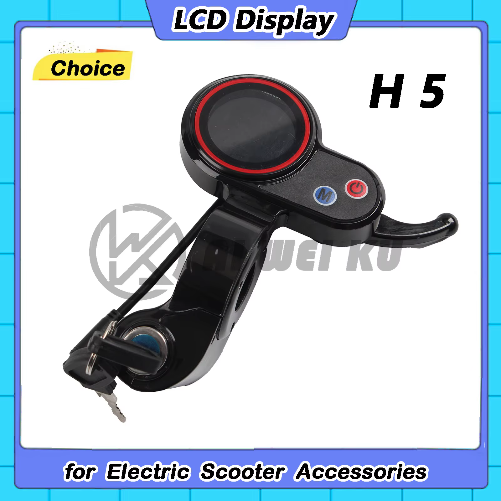 Écran LCD pour trottinette électrique Hitway H5, affichage 6 broches avec tableau de bord verrouilla