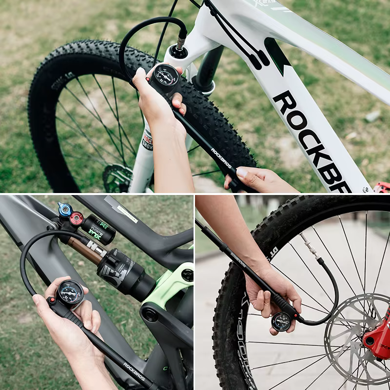 Pompe à air pour vélo ROCKBROS, pompe à fourche haute pression portable, jauge de pression pour four