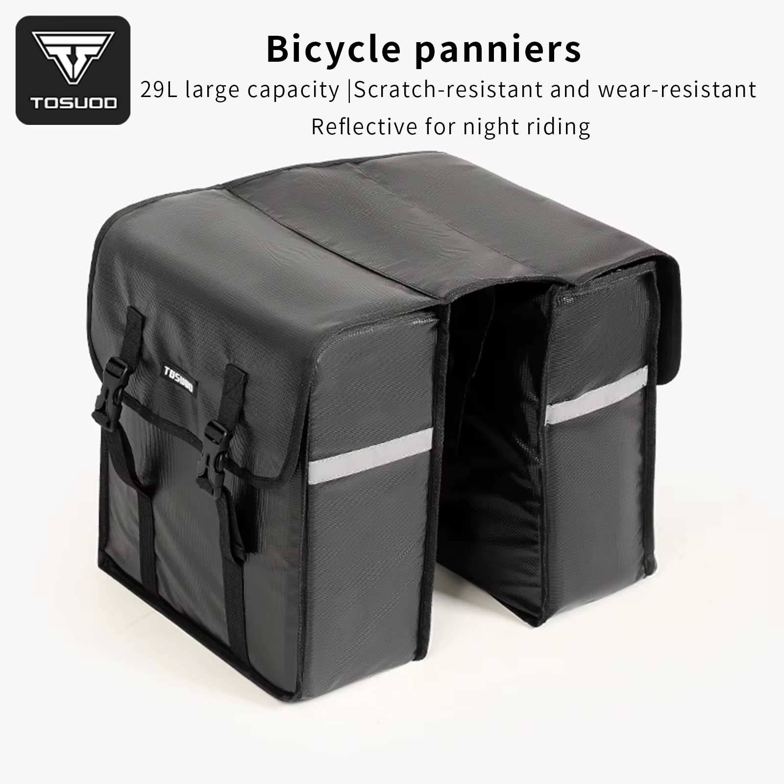 Sacs de Selle de Vélo TOSUOD, Capacité 29L, Sacs Latéraux Doubles pour VTT, Équipement de Cyclisme L