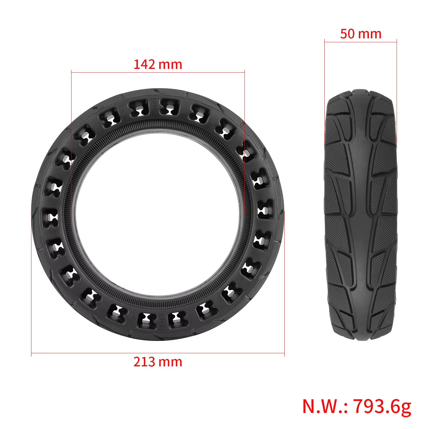 Pneu solide de 8,5 pouces anti-crevaison pour trottinette électrique Xiaomi, pneu en caoutchouc noir