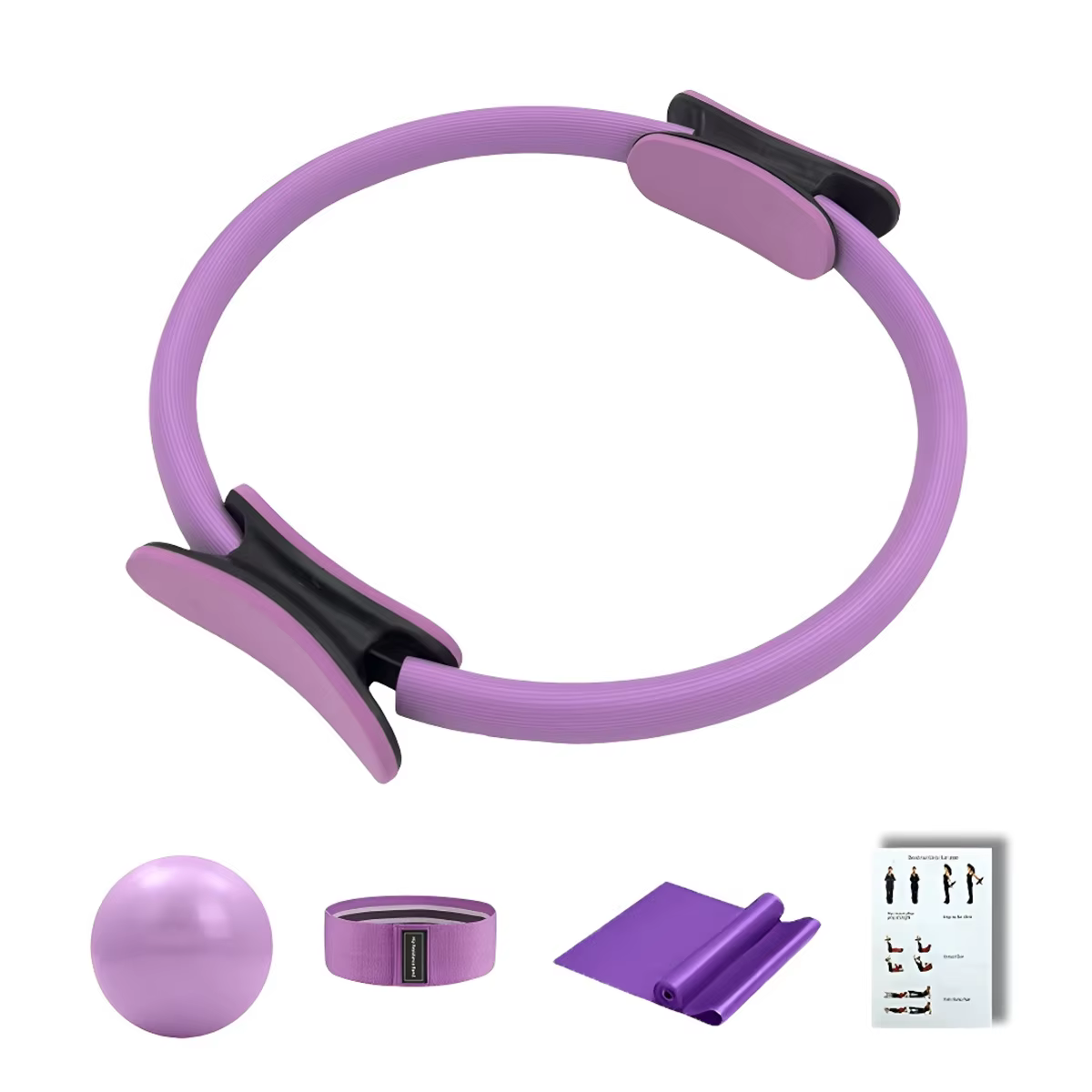 Ensemble de base Pilates 5 pièces, balle de Fitness, ceinture élastique extensible, façonnage du dos