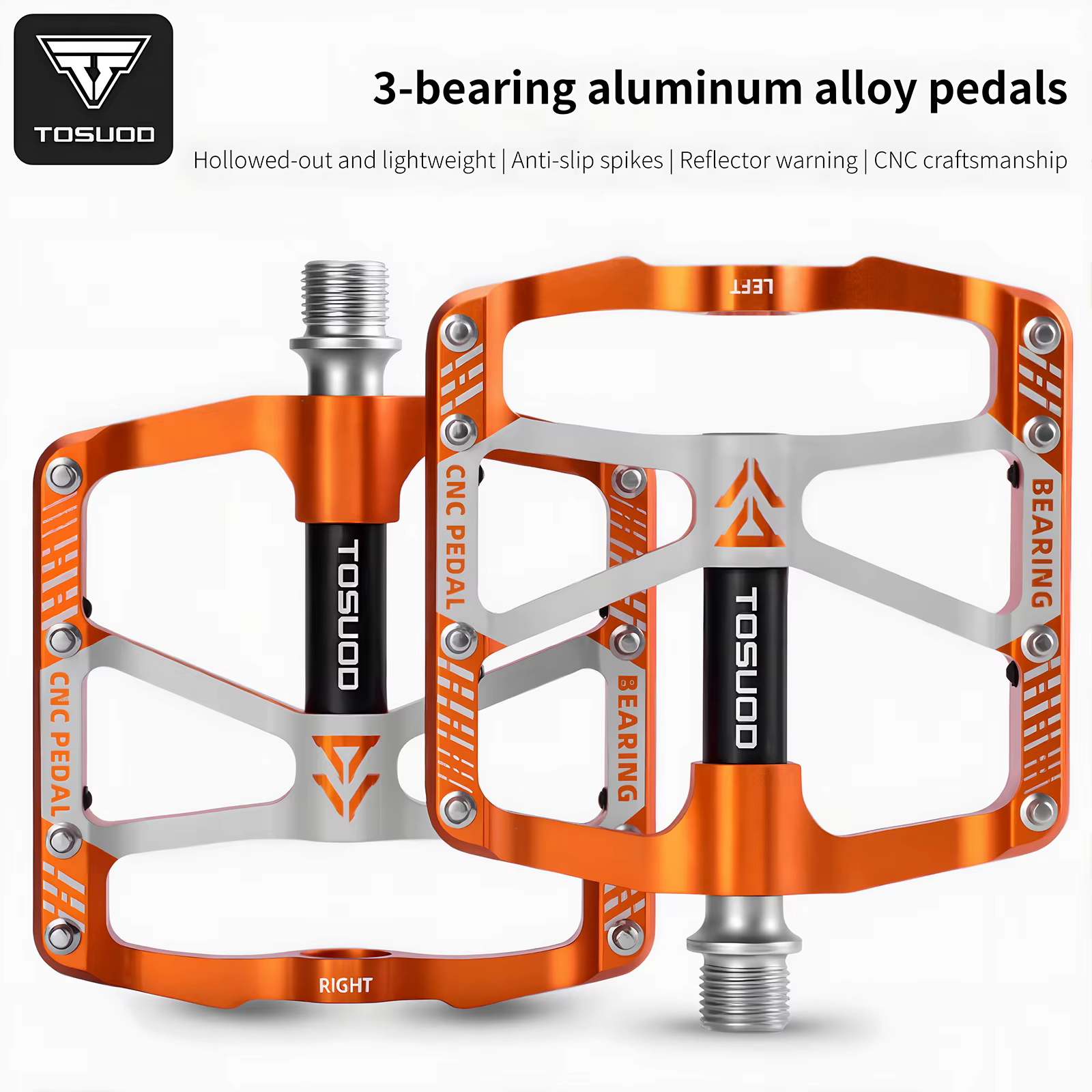 Pédales de vélo TOSUOD pédales de vélo réfléchissantes légères et étanches avec outils d'installatio