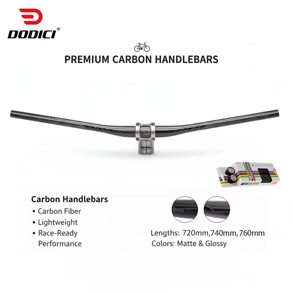 Guidon VTT entièrement en fibre de carbone DODICI 720 mm/740 mm/760 mm 9 °   Rise 5mm pour XC VTT vé