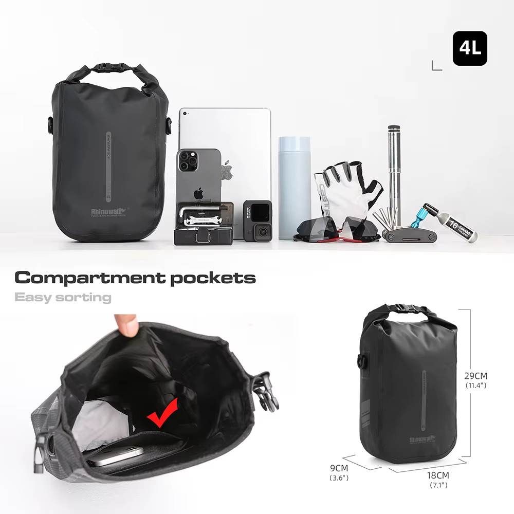 Rhinowalk vélo sac de fourche à dégagement rapide 2 pièces étanche 4L 6L vélo avant Pack montage Sco