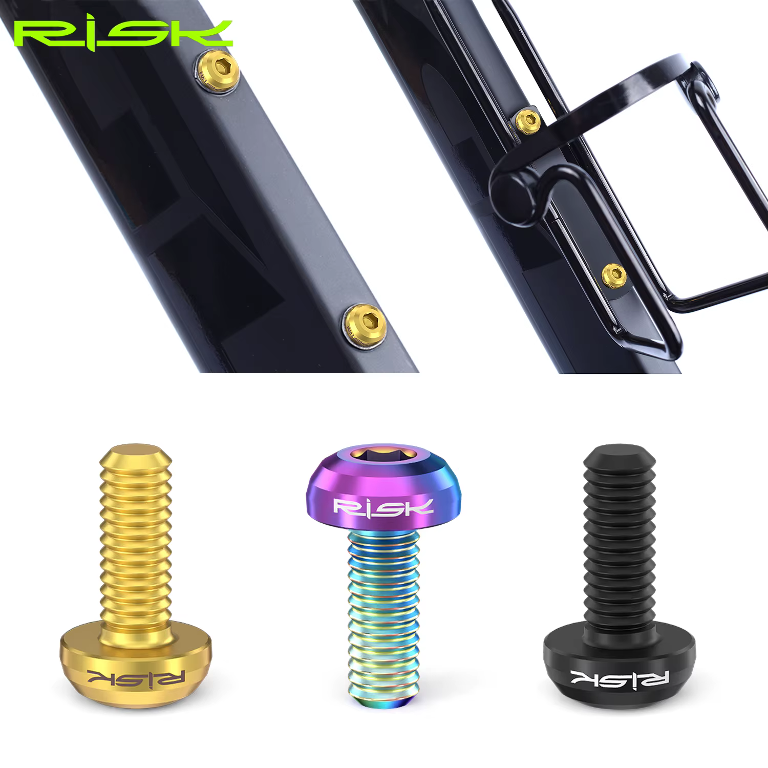 Risque 2 pièces/boîte route vtt alliage de titane vélo vélo M5x12 porte-bouteille d'eau boulons de f