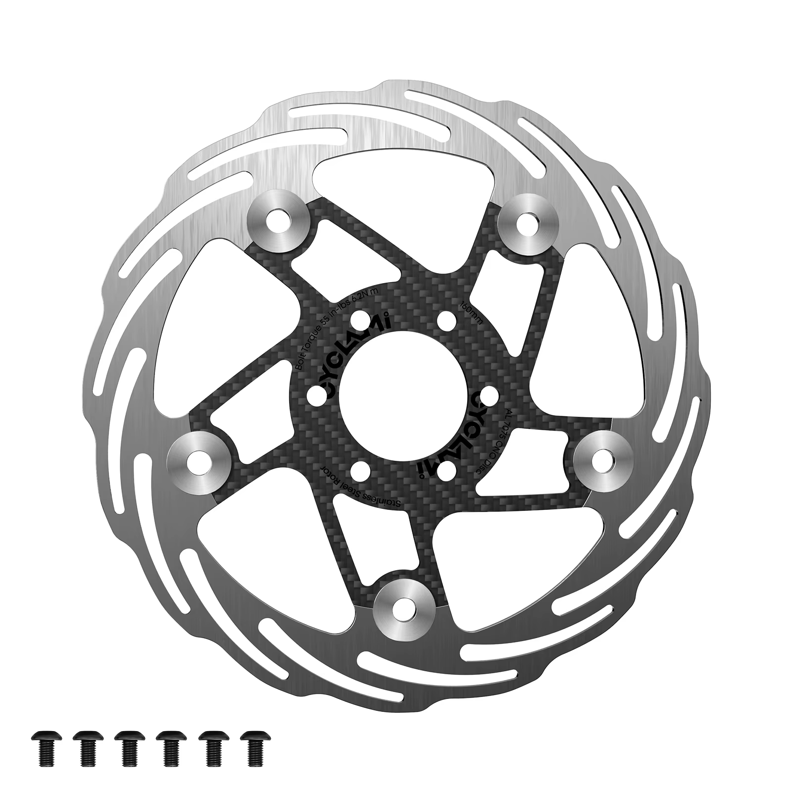 CYCLAMI frein à disque de vélo 160/180mm Rotors flottants de vélo en Fiber de carbone 6 trous frein