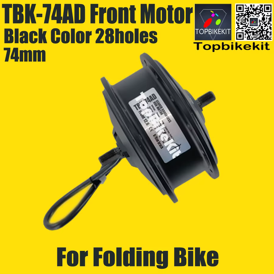 Moteur de moyeu avant 74 mm TBK-74AD 36V/48V 250W à 28 trous pour vélo électrique pliant 16 pouces