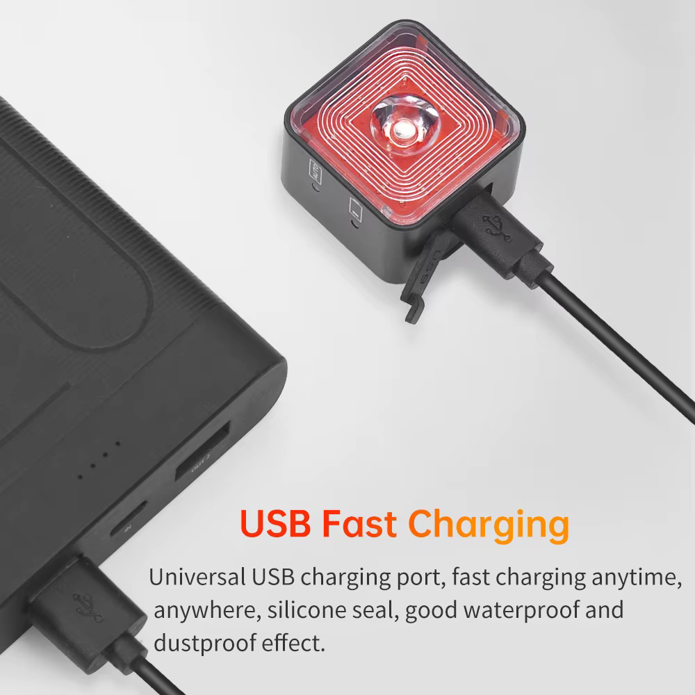 Feu arrière de vélo intelligent feu arrière démarrage automatique arrêt frein IPX6 étanche USB Charg