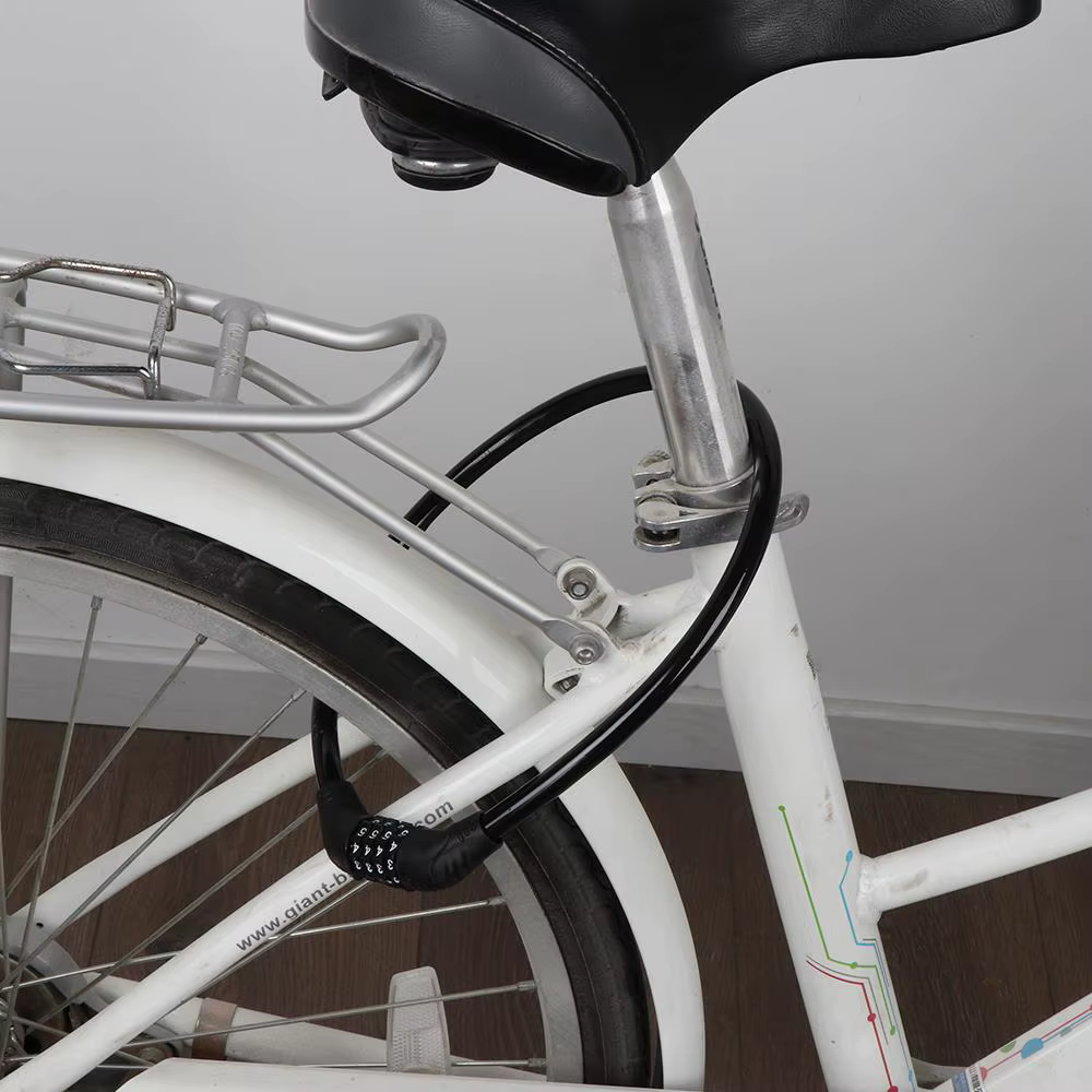 Serrure de vélo à numéro combiné à 4 chiffres, solide et robuste, sécurité du Cycle, câble en acier,
