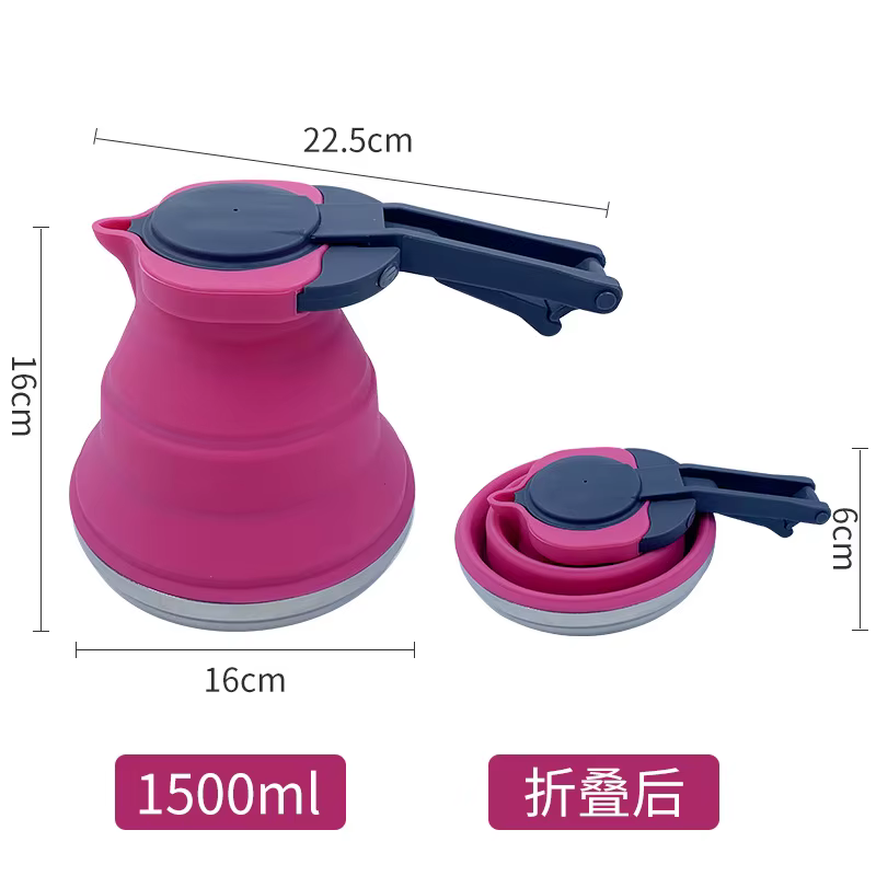 Bouilloire portative extérieure en Silicone, bouilloire pliable en Silicone, fond en acier de 1,2 l