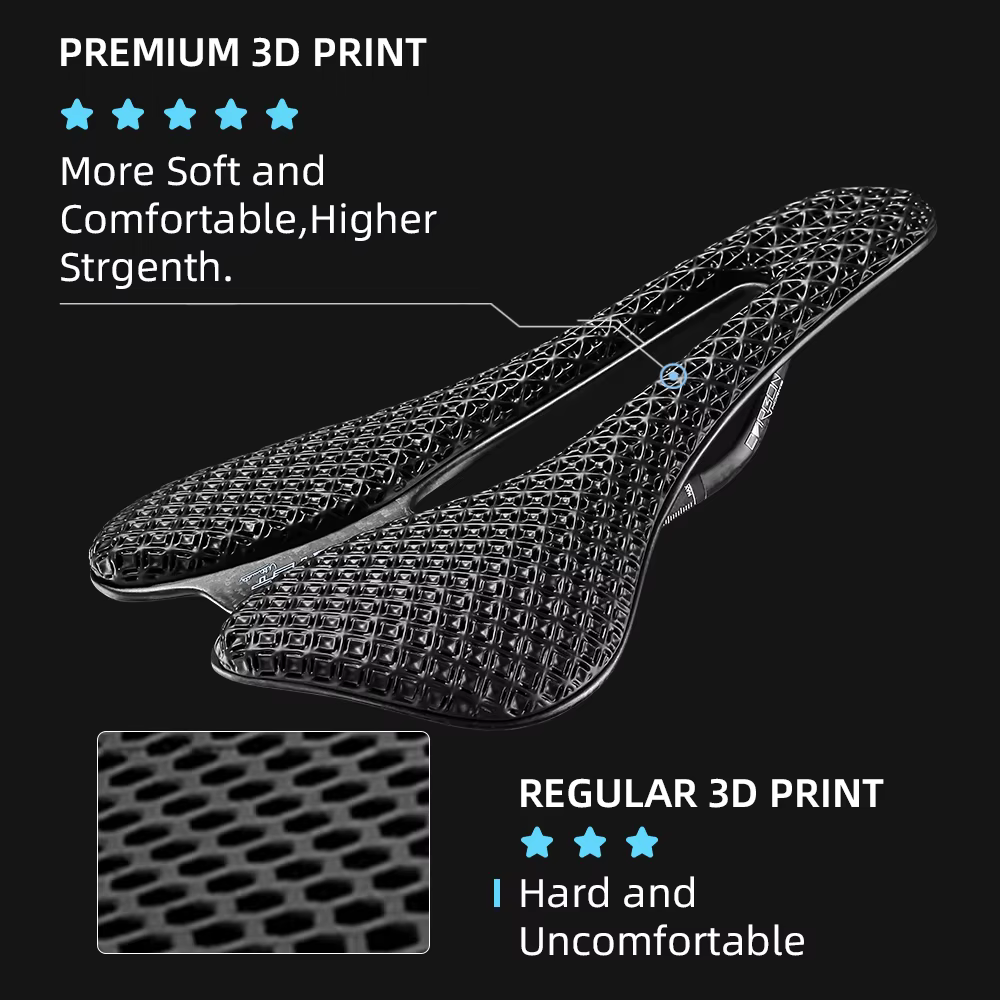 RYET-Selle de vélo en fibre de carbone ultralégère imprimée en 3D, siège pour VTT, route en gravier,