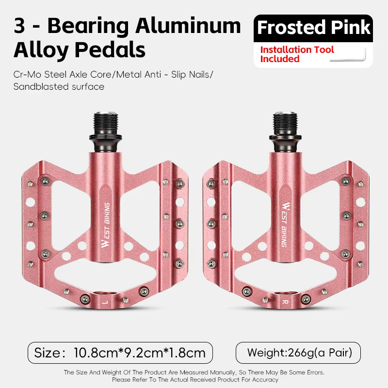 WEST BIKING pédales de vélo brillamment colorées 3 roulements pédales de vélo en alliage d'aluminium
