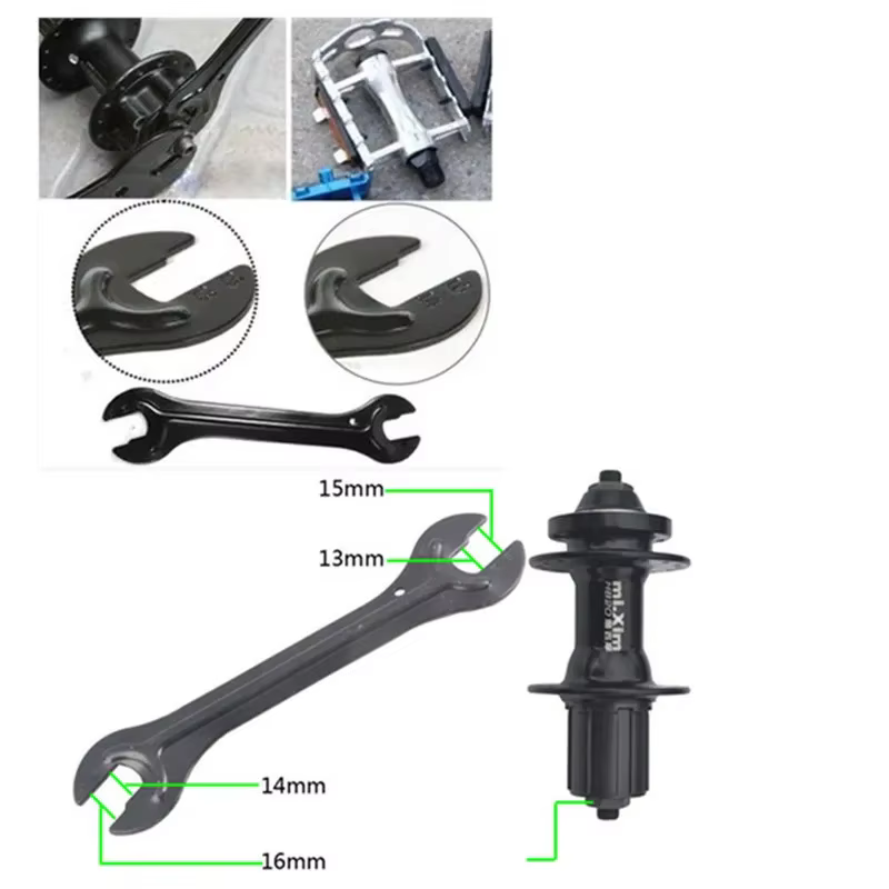 Outil de roue à chaîne de vélo 13/15mm 14/16mm, clé à pédale d'essieu de roue de vélo, clé de répara