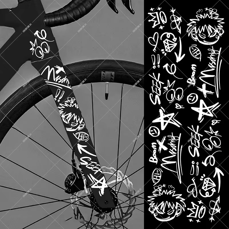Autocollants de vélo Graffiti pour cadre de vélo, Tube supérieur, dessin animé, réfléchissant, étanc