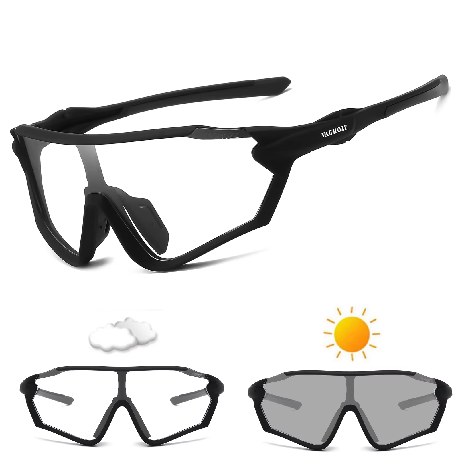 VAGHOZZ flambant neuf UV400 et lunettes de cyclisme photochromiques lunettes de soleil en plein air