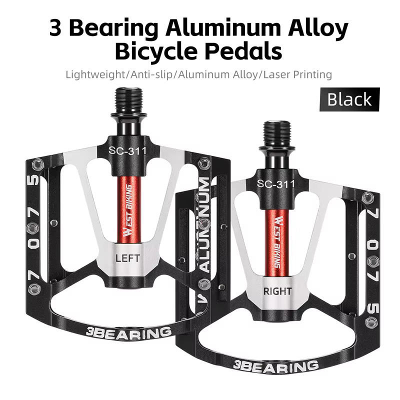 WEST BIKING-Pédales de vélo coordonnantes en alliage d'aluminium CNC à 3 roulements, accessoires de 