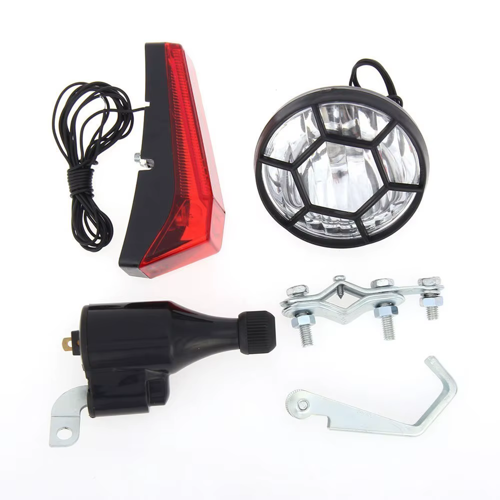 Ensemble de lumières de vélo Dynamo, sans piles, ensemble de lampes avant et arrière pour vélo, en a