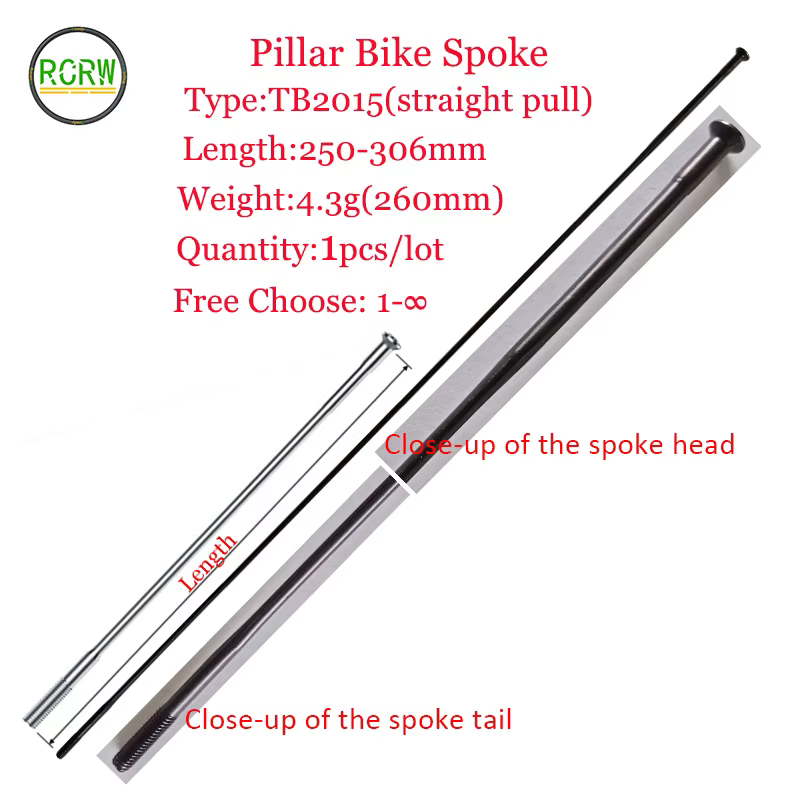 Pilier TB2015 rayons de vélo à traction droite 1 pièce/lot FG14 (2.0mm) Triple bout en acier inoxyda