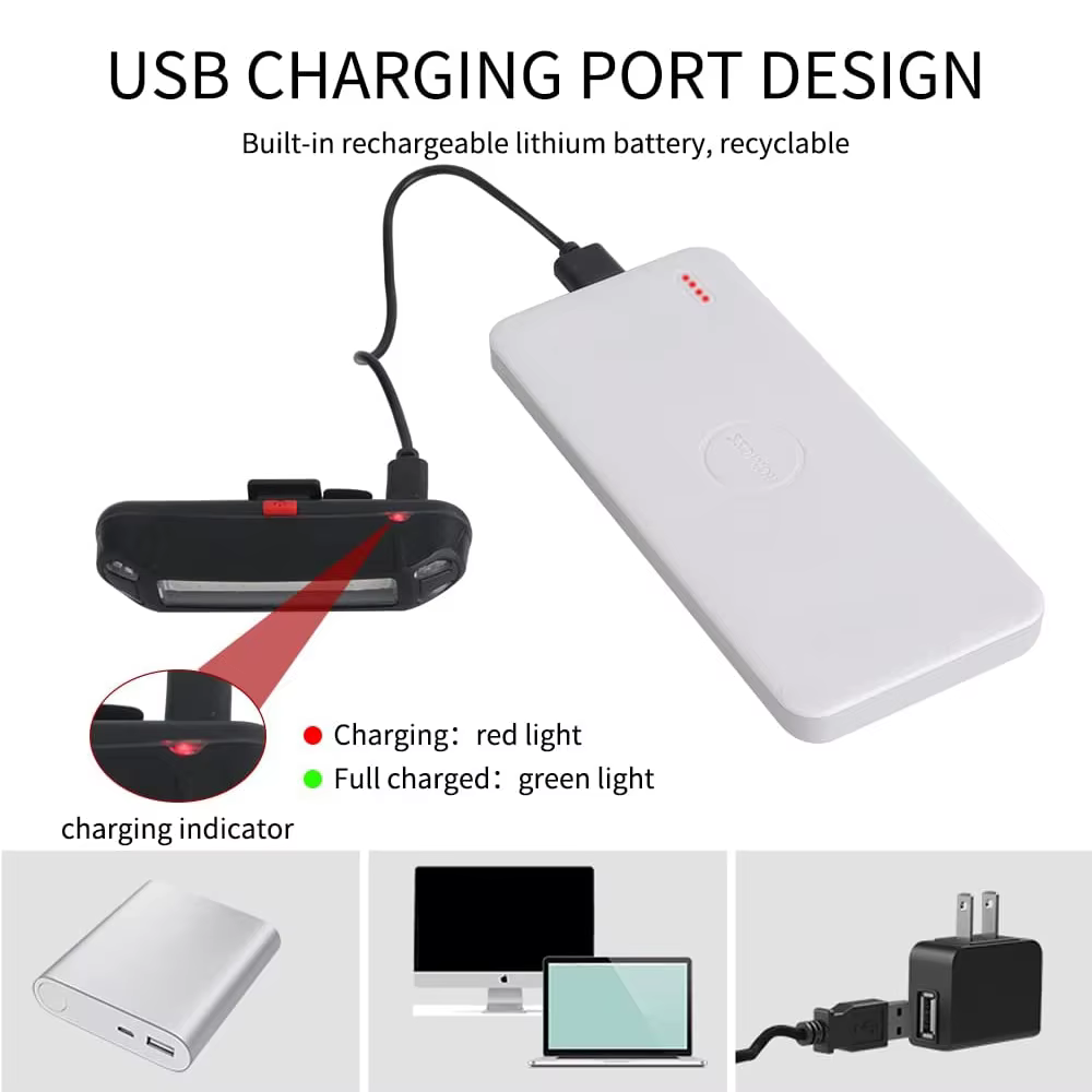 Lumière de frein de vélo Flash Usb Feu arrière Dossier Vélo Télécommande sans fil de sécurité de vél