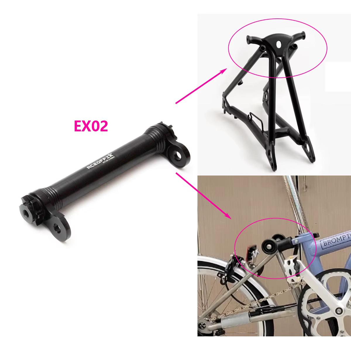Aceoffix-Extension de roue facile pour vélo pliant Bromsilice, barre télescopique, alliage d'alumini