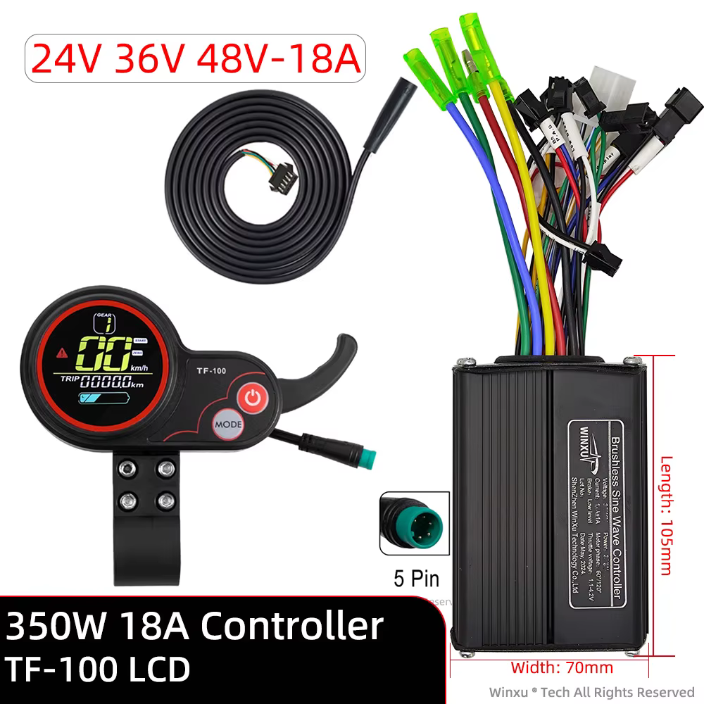 24V 36V 48V 60V 350W 18A 500W 25A e-scooter moteur sans brosse contrôleur FOC TF-100 LCD TF100 Kit d