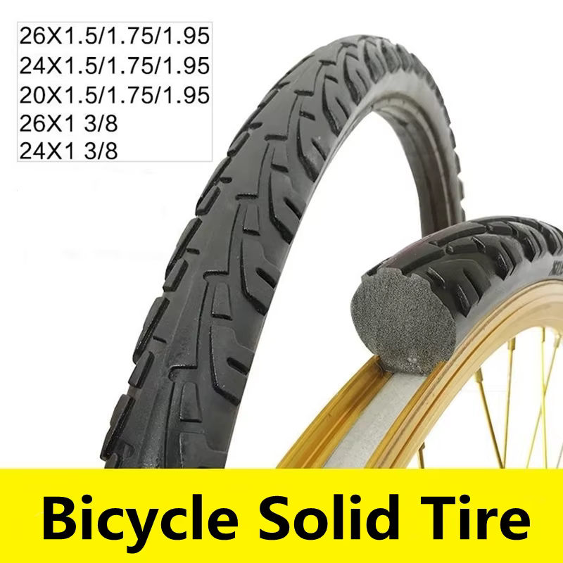 Pneu solide de vélo 20/24/26 pouces x1.50/1.95/1 3/8 pneus solides de vélo 26 pouces pneu vtt Anti-c