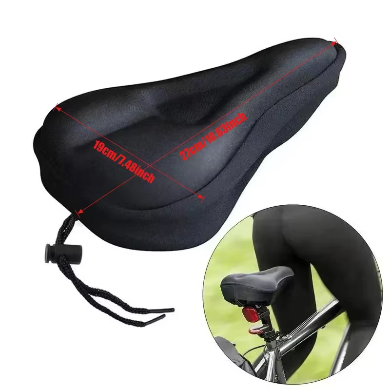Housse de selle de vélo 3D rembourrée avec coussin en gel large et doux, coussin de selle de vélo d'