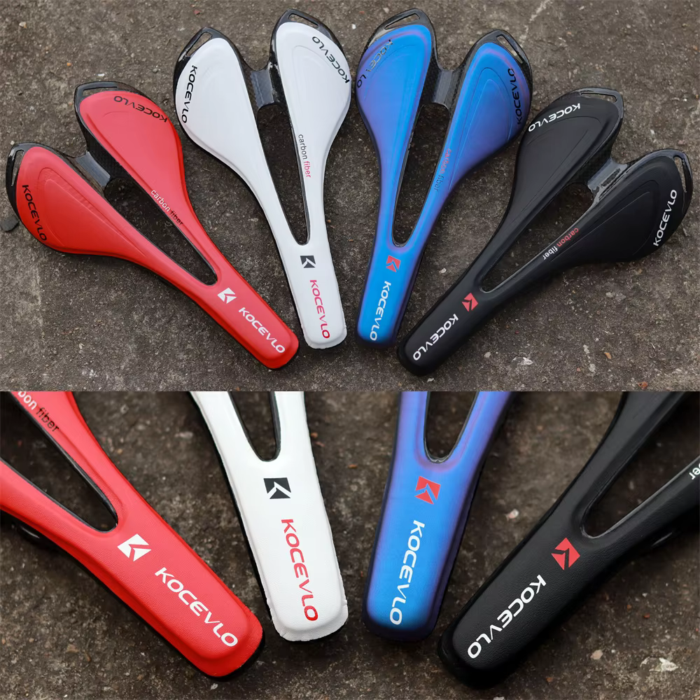 KOCEVLO Carbone Selle T800 Carbonfiber + En Fiber De Cuir Ultra Léger Vélo De Route VTT Selle Siège