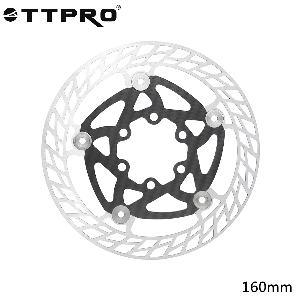 TTPRO Frein à disque de vélo ultraléger en fibre de carbone 140 mm 160 mm 180 mm avec rotors à 6 bou