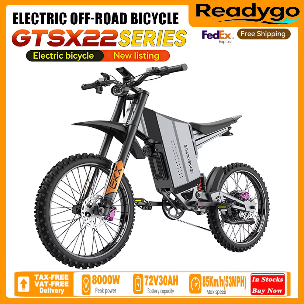 Moto électrique tout-terrain EKXBike GTS X22, moteur sans balais 8000W, batterie lithium 72V30AH, vi