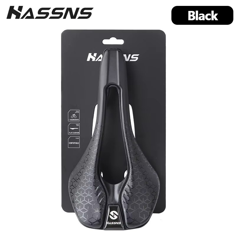 Selle de vélo en cuir HASSNS 145 mm, légère, creuse, respirante, confortable, pour VTT et vélo de ro