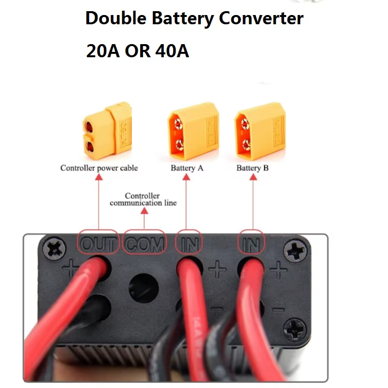 Convertisseur de décharge double batterie pour vélo électrique 24-72VDC, module double parallèle ave