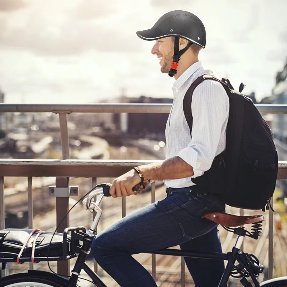 Casque de véloMoto MotocrossBicycle électriqueCasque de sécurité en cuir ABSCasque de sécurité de vé