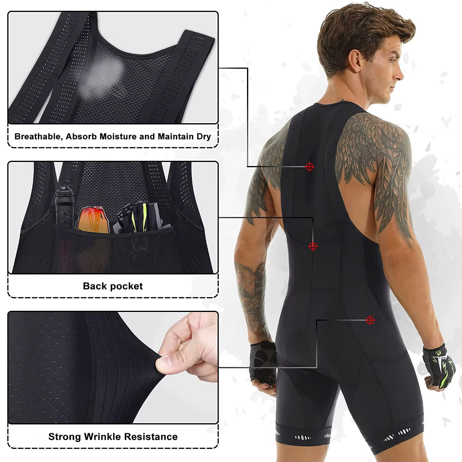 X-TIGER cuissard de cyclisme Pro Licra UPF50 + VTT respirant hommes 5D rembourré collants d'équitati