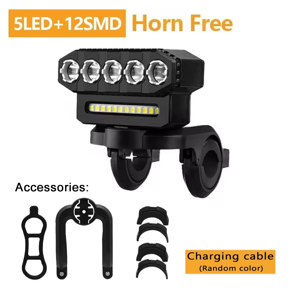 Feu avant de vélo à 5/8 LED, Rechargeable par USB, 130db, klaxon de vélo, facile à installer, 6 Mode