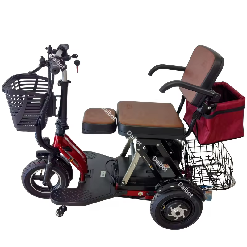 Trottinette de mobilité pliable à 3 roues amovible pour 2 personnes, Tricycle électrique familial po