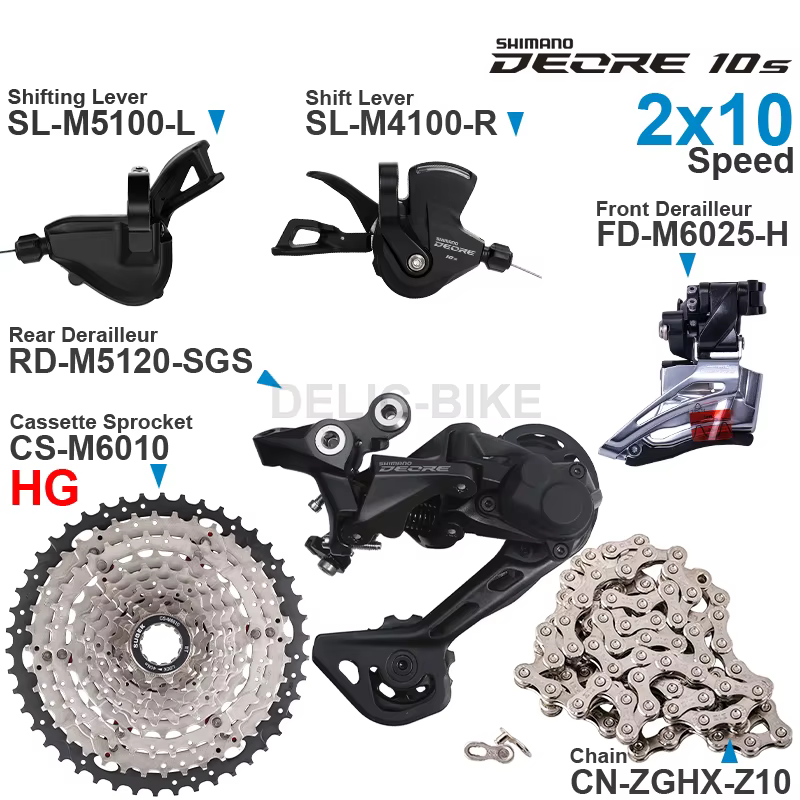 SHIMANO DEORE M4100 M5100 2x10 vitesses groupe manettes de vitesse avant/arrière dérailleur et SUGEK