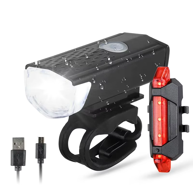 Ensemble de lumières de vélo LED feux avant et arrière USB Rechargeable phare de cyclisme lampe de p