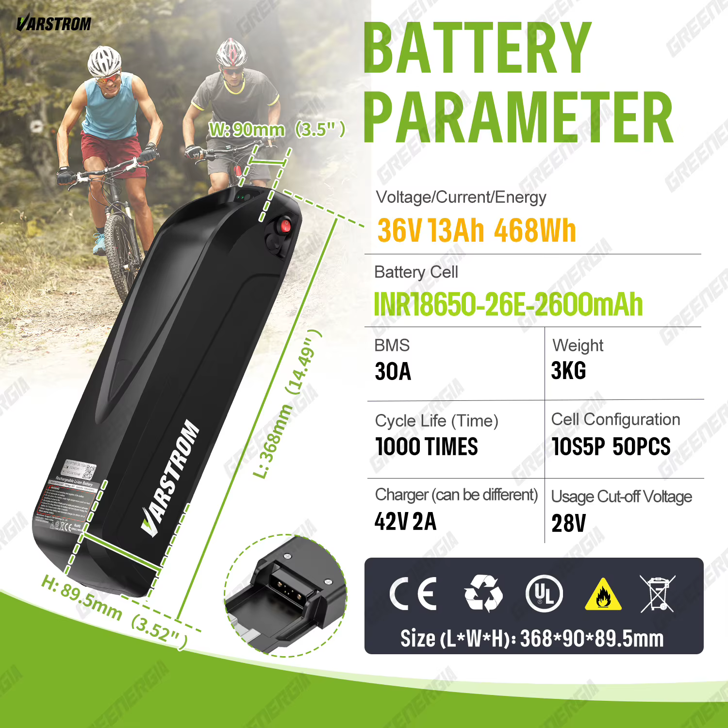 Batterie au lithium pour vélo électrique, batterie pour vélo électrique, Downtube, Hailong, 30A, BMS