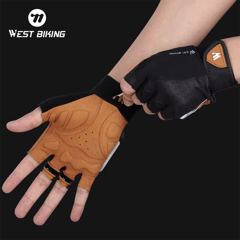 WEST BIKING-Gants de cyclisme demi-doigt pour hommes et femmes, gants de vélo VTT, course à pied, fi