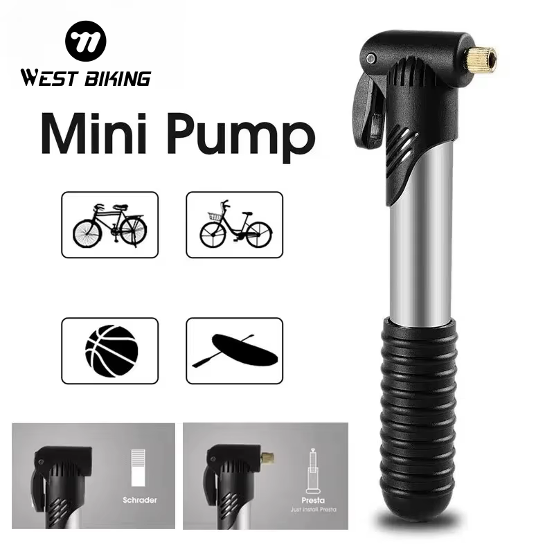 WEST BIKING-Mini pompe à air manuelle portable pour vélo, gonfleur de balle, assujetSchrader Presta,