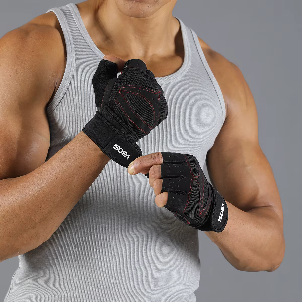VBOSi Gants de cyclisme antidérapants et respirants, haltérophilie, haltères, gants de sport noirs a