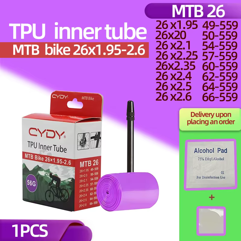 Chambre à air de vélo VTT en TPU CYDY 1PSC/2PSC 29 26 27,5 pouces pour VTT, valve Presta 45mm 65mm 8