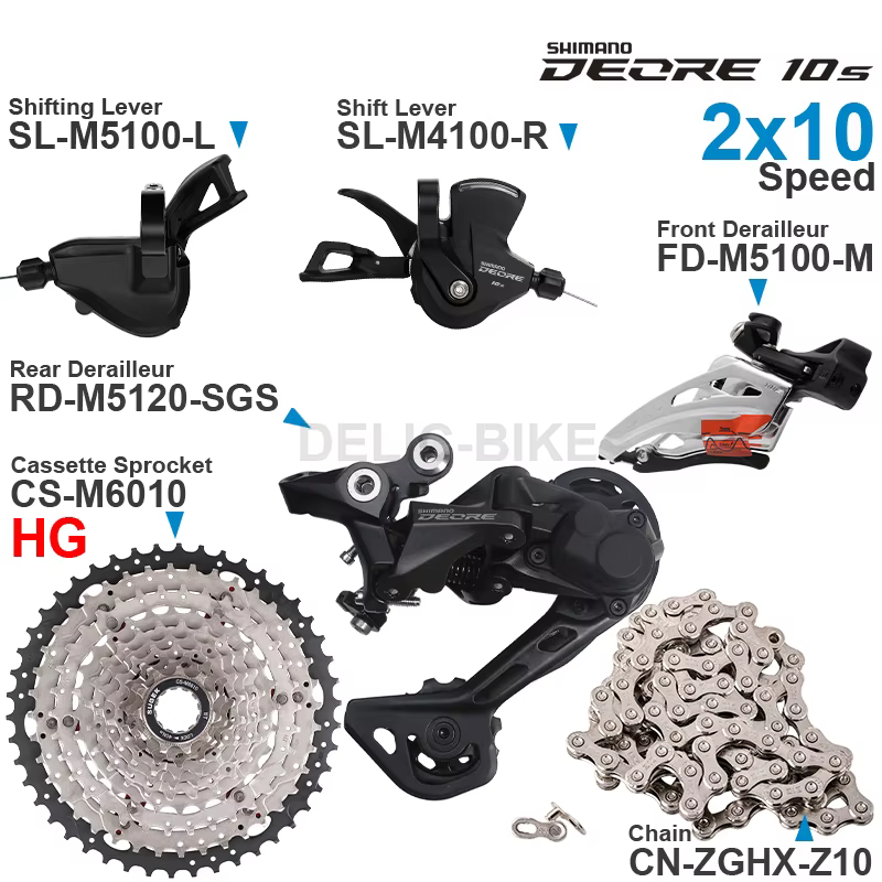 SHIMANO DEORE M4100 M5100 2x10 vitesses groupe manettes de vitesse avant/arrière dérailleur et SUGEK