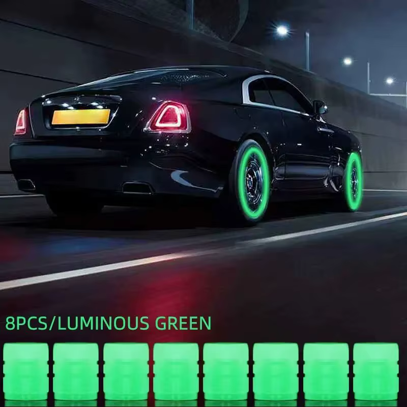 8 pièces Valve lumineuse moto vélo vélo voiture roue pneu moyeu capuchon Fluorescent nuit brillant l