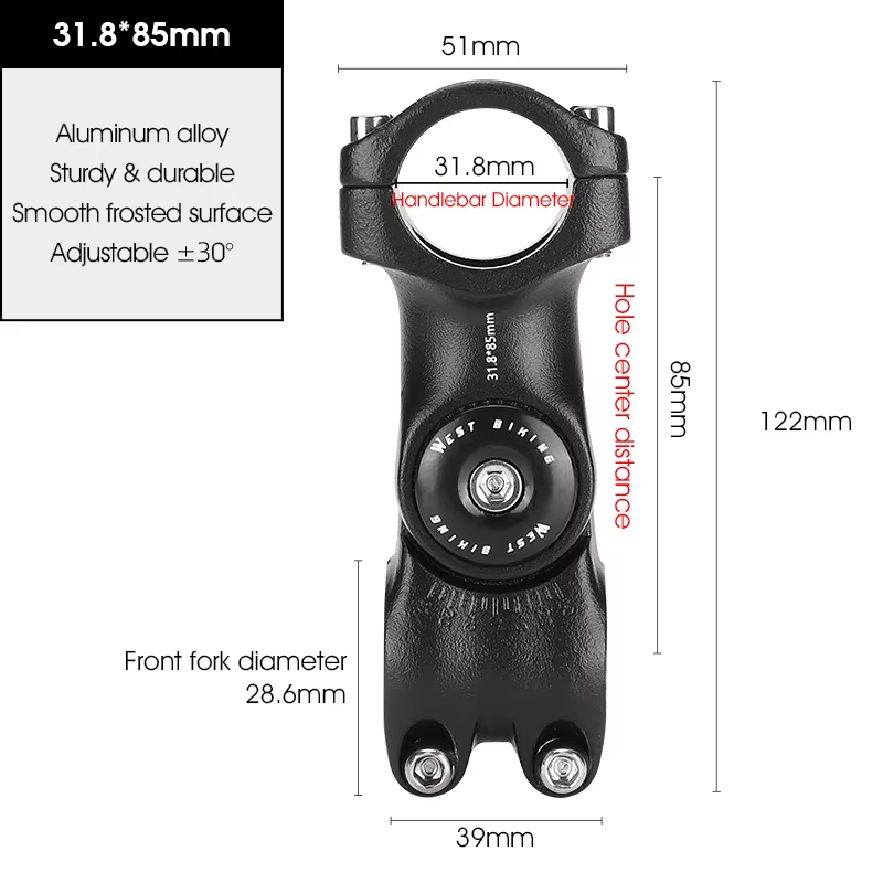 Tige de guidon de vélo réglable, angle variable de 60 degrés, adaptateur de fourche avant pour VTT e