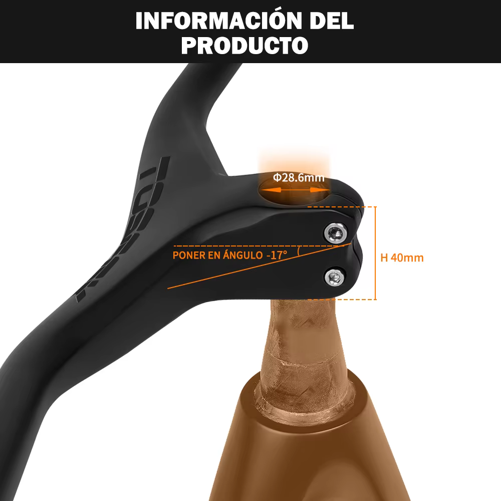 Guidon et tige de VTT en carbone TOSEEK 28,6 mm -17 ° Guidon intégré pour VTT 660 ~ 800-70/80/90/1
