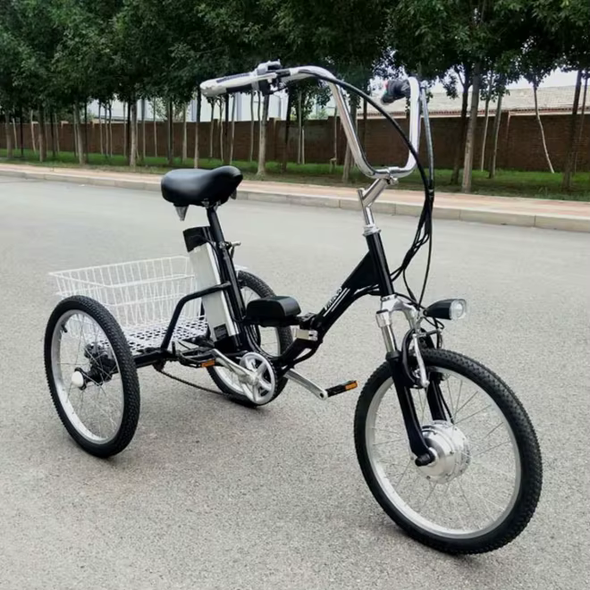 Vélo électrique pliable pour adultes de 20 pouces à 3 roues, moteur sans balais 36V250W, autonomie d