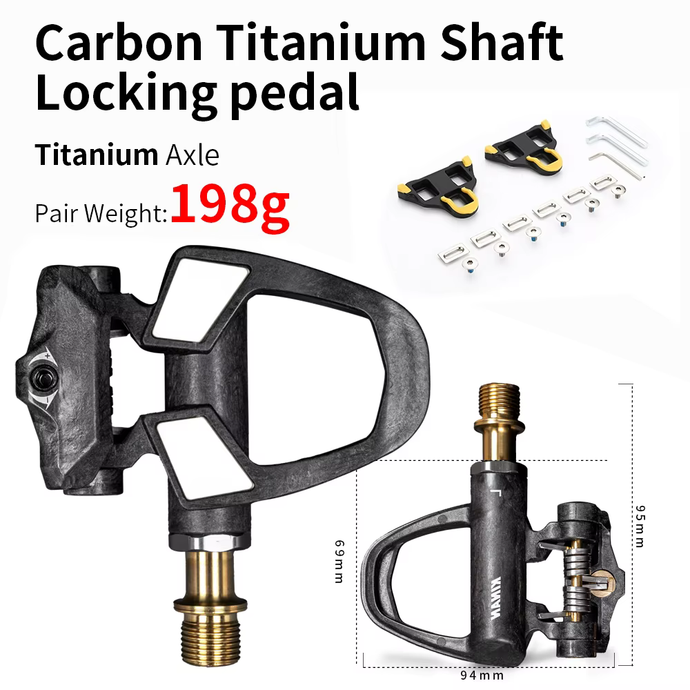 Nouveau KINAN pédale de verrouillage de vélo 198G 94x69MM corps en Fiber de carbone alliage de titan