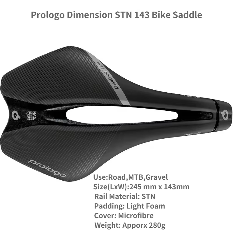 Selle de vélo Prologo Dimension STN 143, selle de route, VTT, gravel, coussin de siège de cyclisme, 